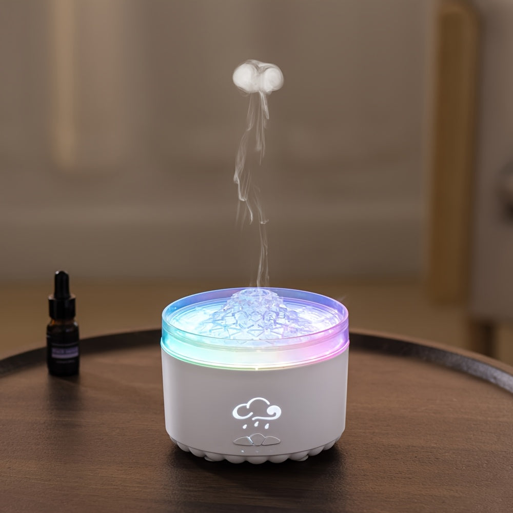 Volcano-Shaped Aromatherapy Diffuser — Colorful LED Jellyfish Design, 300 mL/h Mist, Remote & USB-Powered for Bedroom Office Living Room