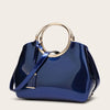 Women's Glossy Faux Leather Convertible Handbag - Crossbody, Shoulder & Clutch Purse with Adjustable Strap and Zipper Closure (Black, Creamy White, Royal Blue)