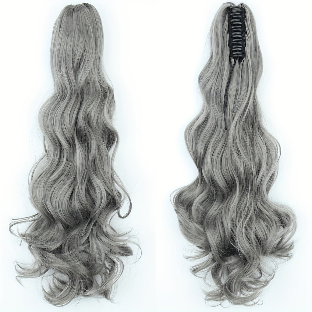 20" (50 cm) Curly Wave Clip-In Ponytail Extension – Invisible Secure Clip, Heat-Friendly Synthetic Hairpiece for Women, Natural-Looking Y2K Party & Everyday
