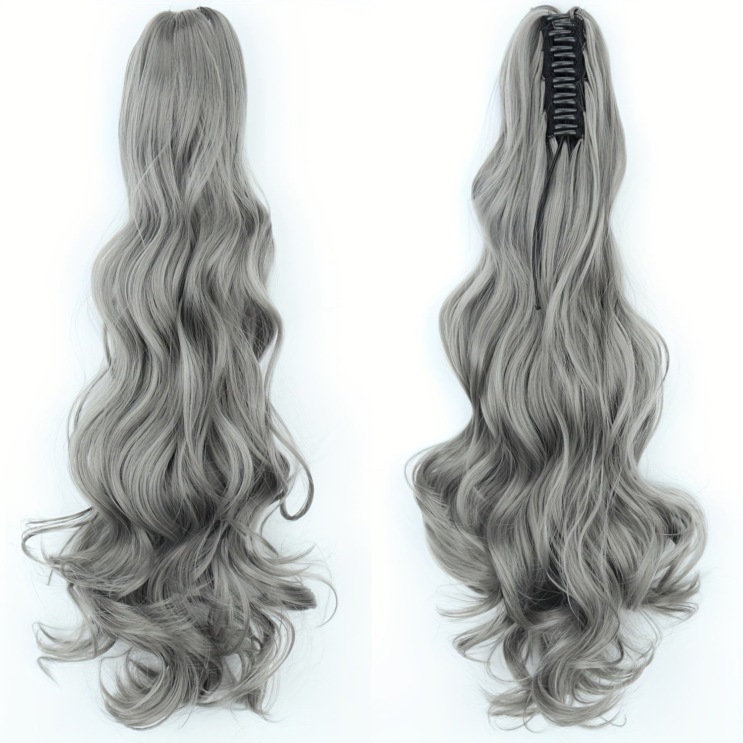 20" (50 cm) Curly Wave Clip-In Ponytail Extension – Invisible Secure Clip, Heat-Friendly Synthetic Hairpiece for Women, Natural-Looking Y2K Party & Everyday