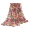 Vintage Paisley Ombre Scarf – Long 180 x 70 cm (70.85 x 27.5 in) Polyester Shawl for Women, Brown-to-Blue Geometric Floral Print