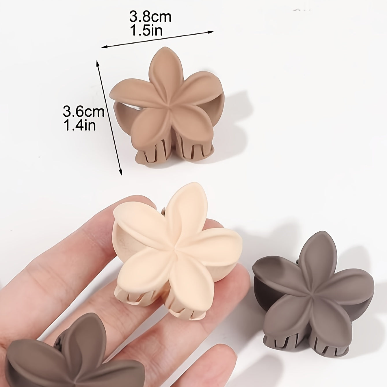 4-Pack 1.6in (4cm) Freesia Flower Hair Claw Clips - Matte Milk Tea Lightweight Hair Accessories