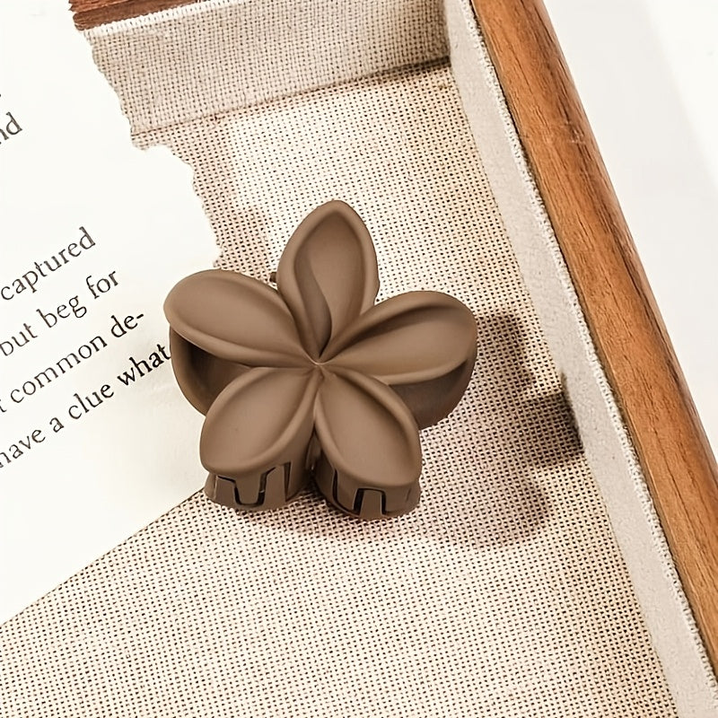 4-Pack 1.6in (4cm) Freesia Flower Hair Claw Clips - Matte Milk Tea Lightweight Hair Accessories