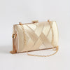 Elegant Braided Clutch Wallet Champagne Evening & Wedding Party Bag