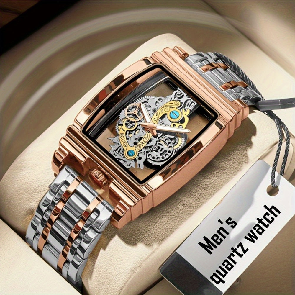 Vintage Gear-Inspired Hollow Skeleton Tourbillon Mechanical Watch – Luminous Night Light, Alloy Case & Strap, Unisex