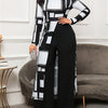 Women's Black & White Plaid Jumpsuit – Winter Wide-Leg Trousersuit with Crew Neck & Asymmetrical Collar, Machine Washable Full-Length Bodysuit for Office Party Wedding
