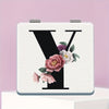 Alphabet Folding Handheld Makeup Mirror for Women & Girls - Floral & Heart Cutout Portable Vanity Mirror A-Z