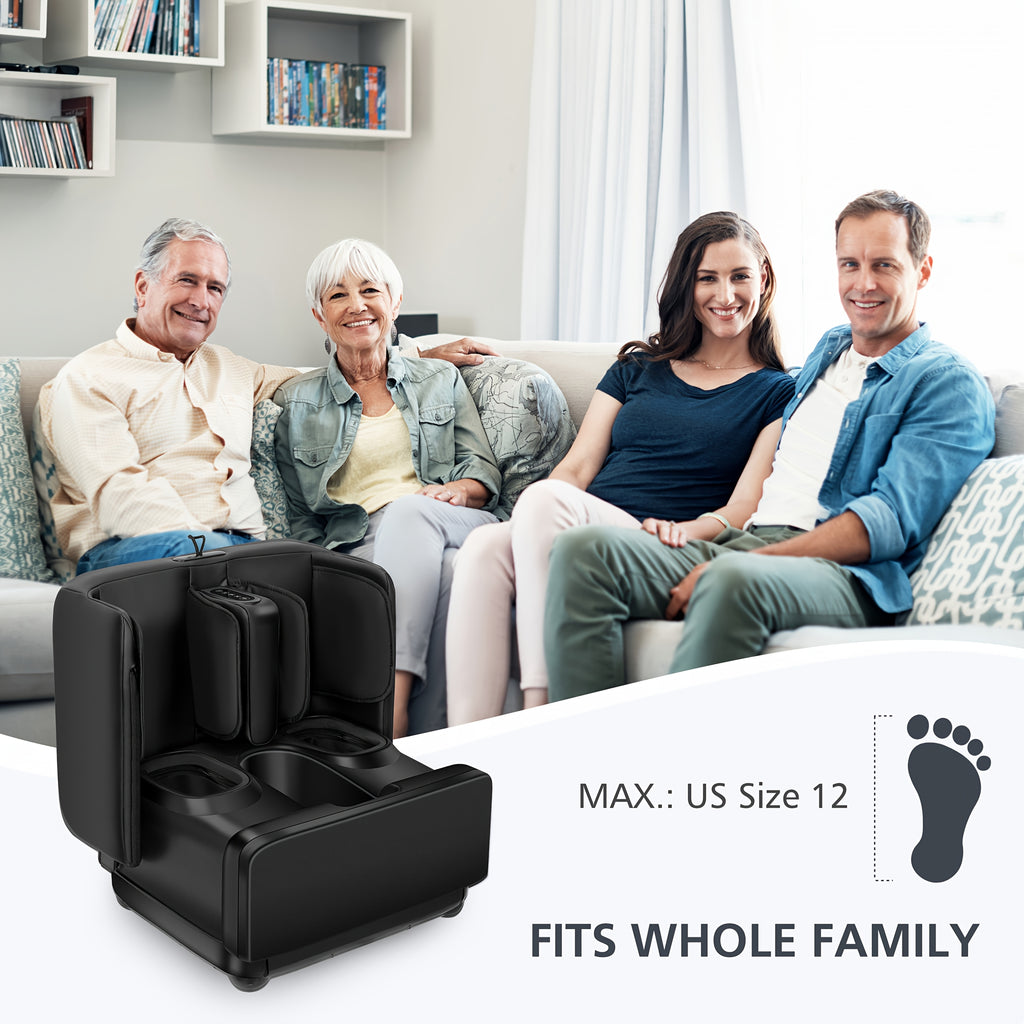 COMFIER Dual Foot & Calf Massager Ottoman – Shiatsu Kneading, Heat, Vibration & Compression, Washable Covers, Fits Up to Men's 13