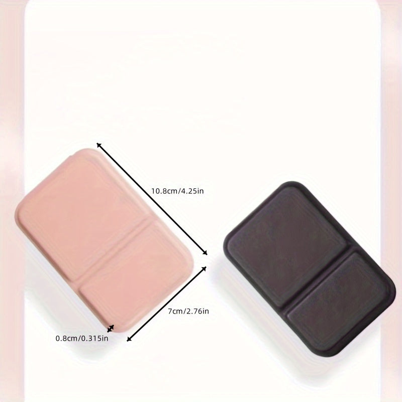 Compact Foldable Travel Makeup Mirror - Glass Surface Leather Frame Portable Mini Desk Mirror No Battery