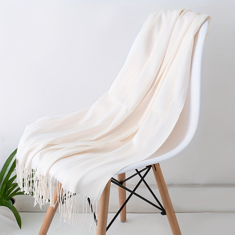 Women's Tassel Long Scarf - Lightweight All-Season Polyester Shawl & Air-Conditioning Wrap