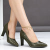 Women's Burgundy Crocodile Mary Jane High Heels – Ultra-High Block Heel, Plain Toe, Cushioned Insole & TPR Sole for Office & Formal Wear
