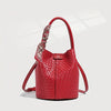 Women's Woven Bucket Bag – Large Capacity Shoulder & Crossbody Handbag with Adjustable Detachable Strap, Polyester-Lined, Multiple Colors