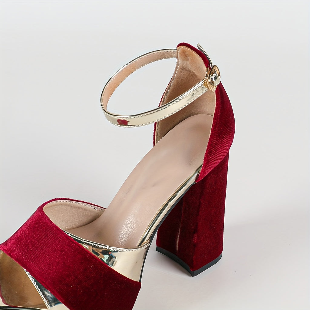 Chunky Block Heel Ankle-Strap Platform Sandals for Women – Open Toe Party & Dress Heels