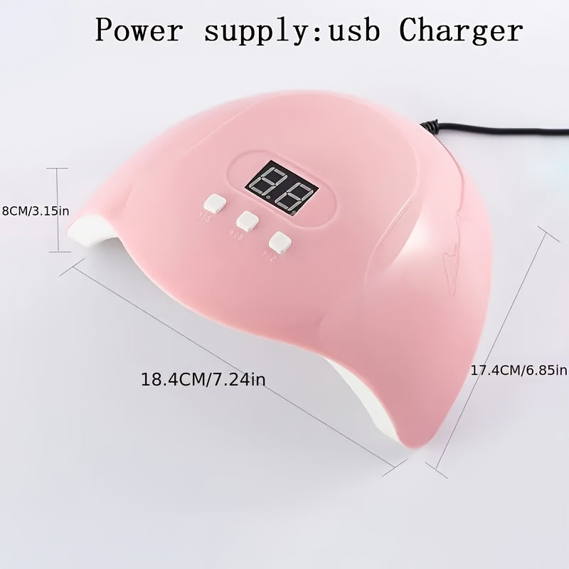 7-in-1 Nail Care Kit – LED Gel Nail Lamp, USB Nail Drill, Cuticle Pusher, Nail File & Toe Separators – Pink