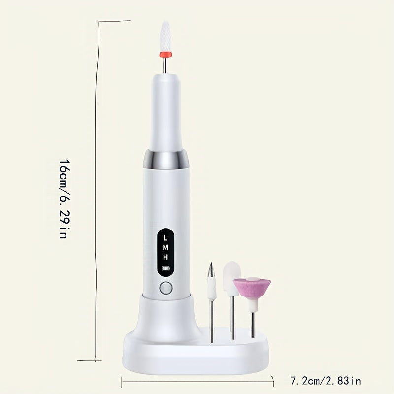 Professional Rechargeable Electric Nail Drill Kit - Portable Nail File & Polisher with 12 Bits, 6 Sanding Bands & Charging Station