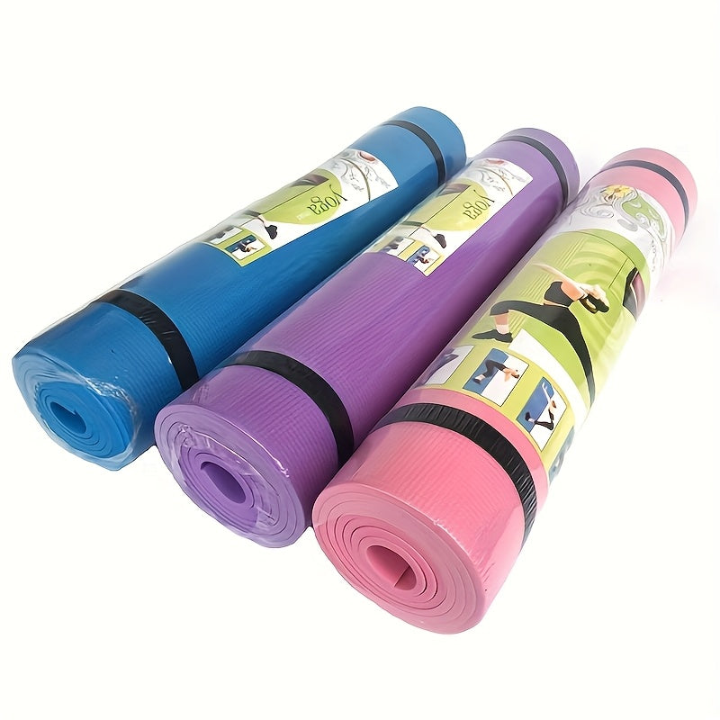 4mm High-Density EVA Yoga Mat with Carrying Strap – Lightweight Thick Cushioned Exercise Mat for Yoga, Pilates & Home Gym (Pink, Purple, Blue)