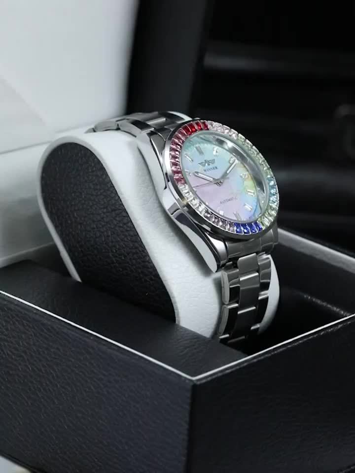 Iced-Out Women's Automatic Skeleton Watch – Luminous Alloy Bracelet Bling Luxury Wristwatch
