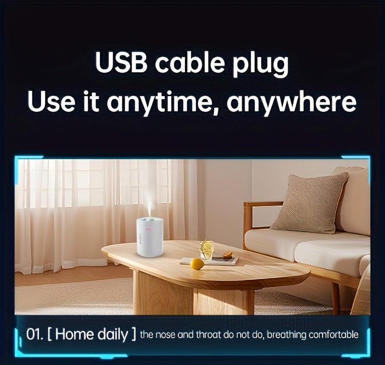 180ml (6.1 fl oz) Mini USB Humidifier & Aromatherapy Diffuser – Quiet Portable Cool Mist for Home, Bedroom & Car, Durable Plastic