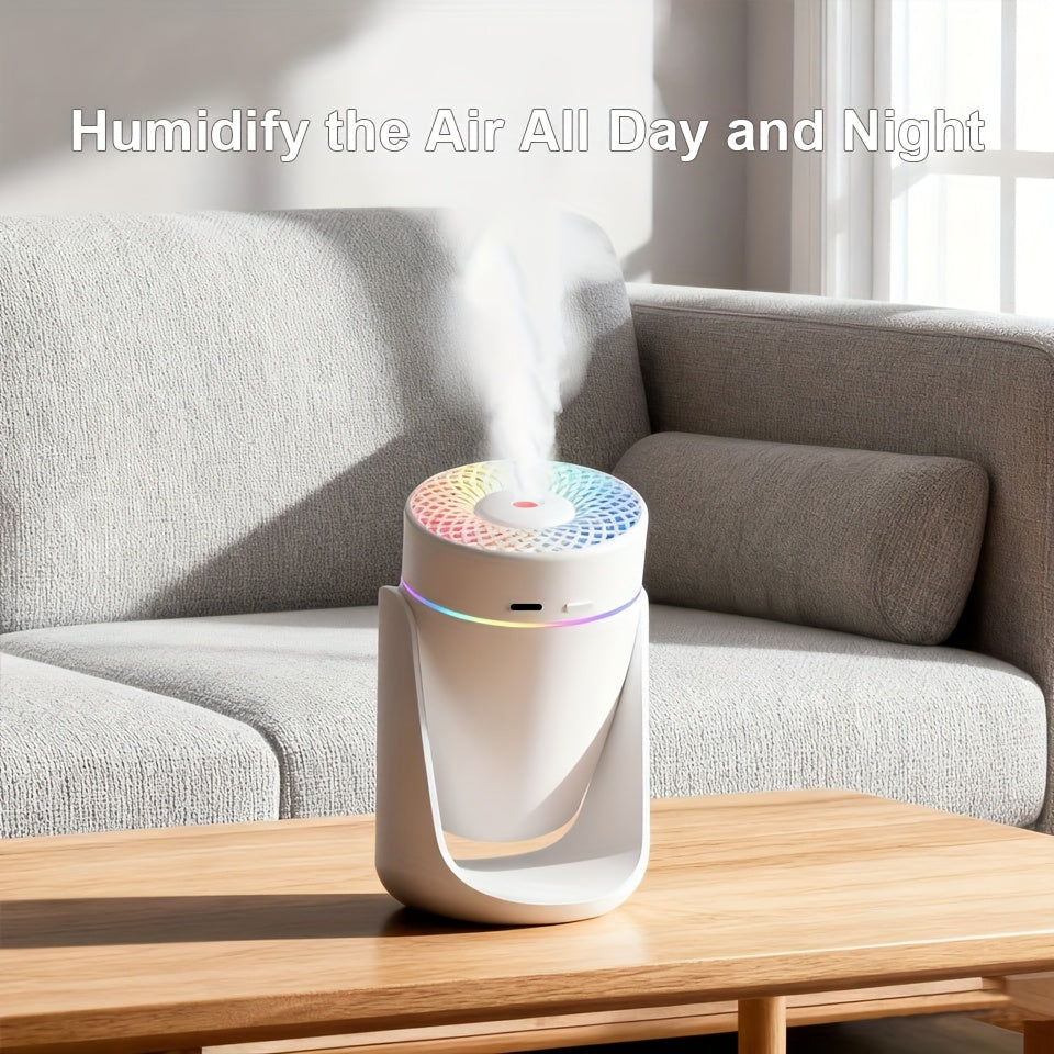 High-Capacity USB Mist Humidifier with LED Color Breathing Light & Essential Oil Diffuser — Desktop Aromatherapy for Office, Bedroom & Living Room