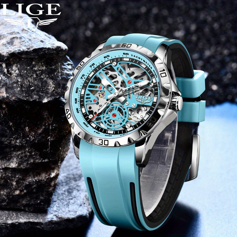 Luxury Automatic Women's Hollow Dial Mechanical Watch - Silicone Strap Elegant Valentine's Gift