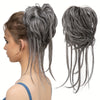 Curly Ponytail Hair Extension with Straight Tail - Messy Bun Hairpiece, Heat-Resistant High-Temperature Fiber Updo for Women