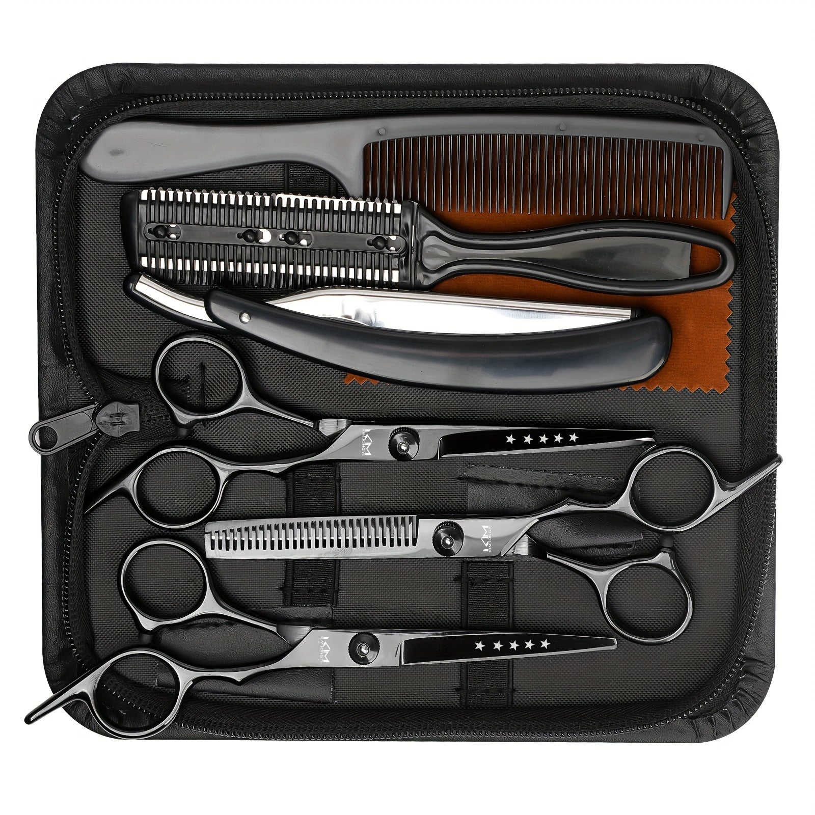 7-Piece Professional Hair Clipper & Thinning Scissors Set — Salon Mixing Shears, Razor & Accessories