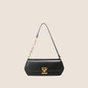 SMILE FOCUS Women's Underarm Baguette Bag - Gold-Tone Chain Strap, Magnetic Closure, PU Leather Shoulder Purse (Black/Tan)
