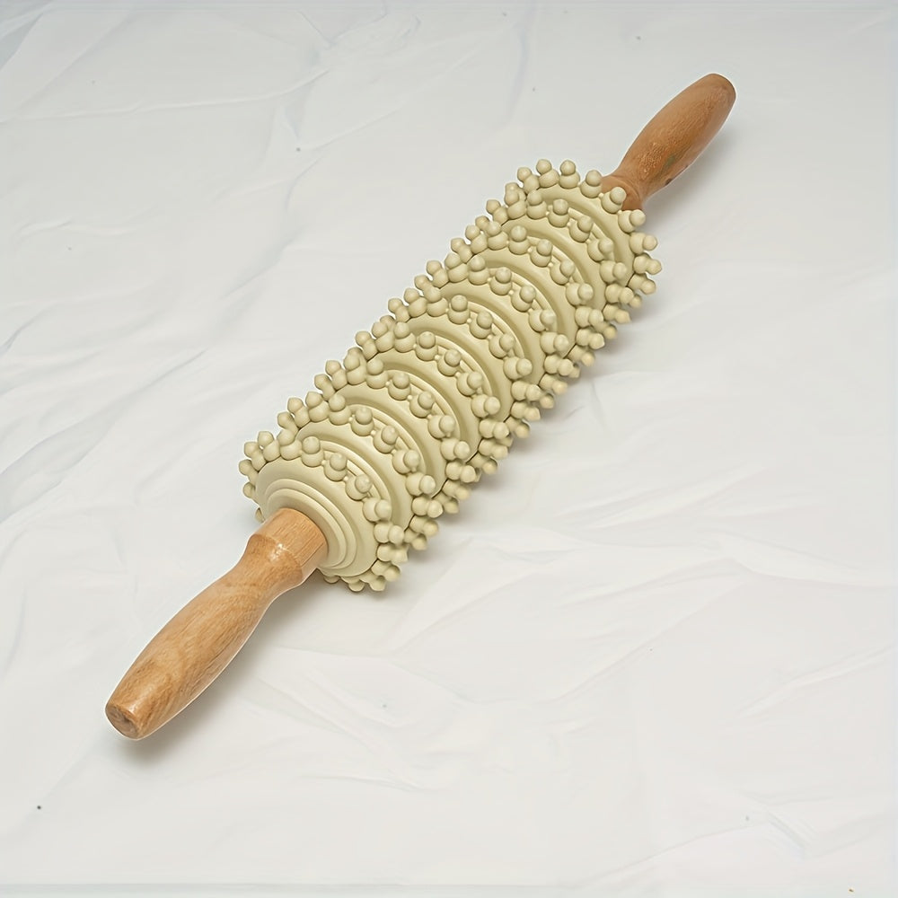 9-Roller Wooden Handheld Massage Stick, Cellulite & Lymphatic Drainage Roller for Arms, Legs, Thighs, Hips and Back