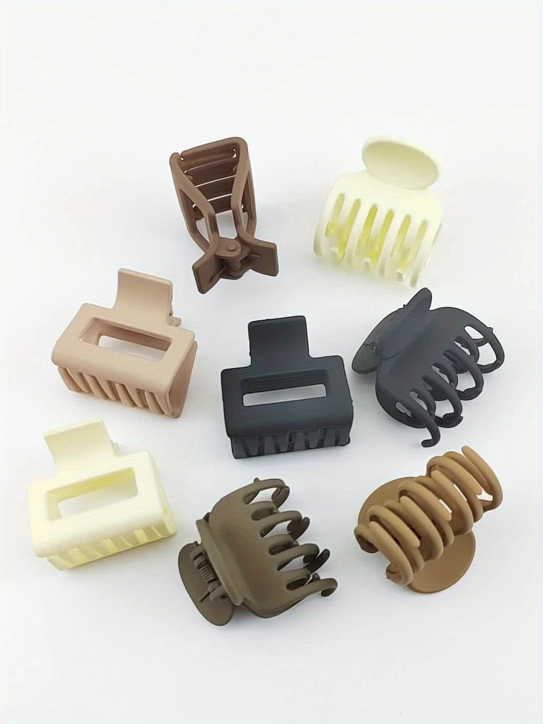 Medium 1.6 in (4.1 cm) Matte Rectangle Double-Row Hair Claw Clips for Thin to Medium Fine Hair – Non-Slip Jaw, Smooth Grip, 4-Pack or 8-Pack