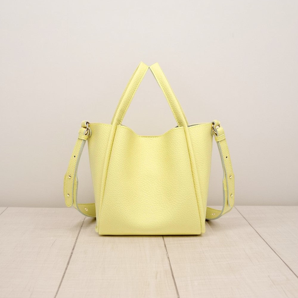 Women's Large Retro Bucket Handbag - Structured Round-Top Tote with Gold Hardware, Mustard Yellow/Black Crossbody Shoulder Bag for Travel & Everyday