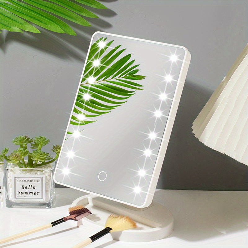 Portable Touchscreen LED Makeup Mirror — USB Powered, 3 Brightness Levels, Adjustable Desktop Vanity — Perfect Mother's Day Gift