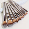 10-Piece Champagne Makeup Brush Set - Oval Foundation & Face Brushes