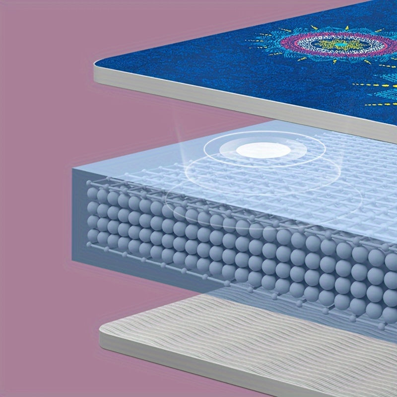 Blue Geometric TPE Yoga Mat 27 x 72 in (68.6 x 182.9 cm) - Non-Slip Durable Fitness & Workout Mat