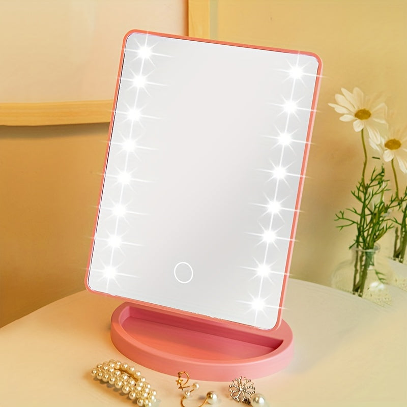 Portable Touchscreen LED Makeup Mirror — USB Powered, 3 Brightness Levels, Adjustable Desktop Vanity — Perfect Mother's Day Gift