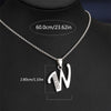 Silvery Alphabet Pendant Necklace (A-D) with Sparkling Stones - Stainless Steel Initial Necklace, Personalized Gift