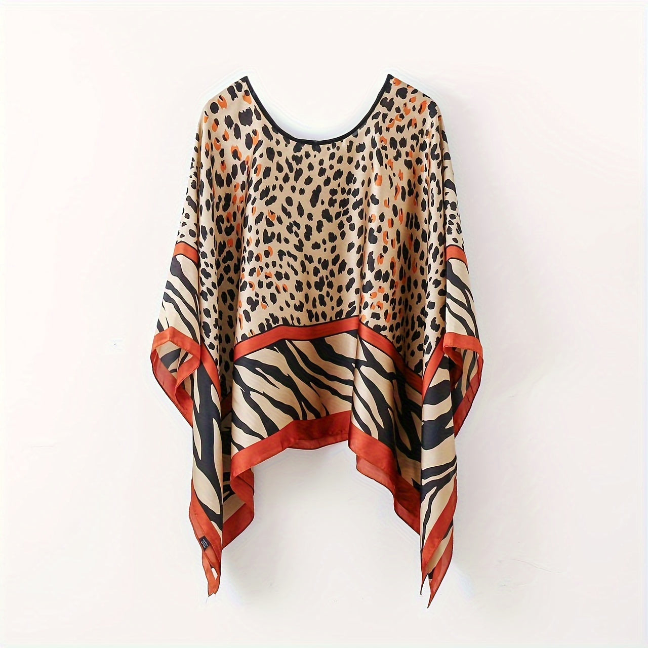 Bohemian Lightweight Breathable Pullover Shawl, 42.1 in (107 cm) Printed Square Scarf, Boho Beach & Evening Wrap