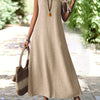 Women's V-Neck Sleeveless Maxi Dress – Elegant Loose Flowy Long Dress in Burgundy | All-Season, Machine Washable