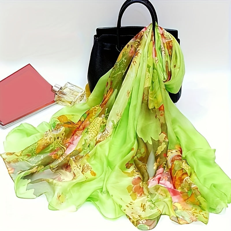 Women's Boho Floral Beach Shawl - Lightweight Breathable Windproof Travel Wrap & Beach Cover-Up in Pink Yellow Blue