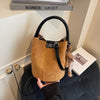 Women's Felt Bucket Bag – Adjustable Crossbody Purse with Magnetic Closure & Gold-Tone Hardware | Khaki, Dark Brown, Green, Yellow, Black
