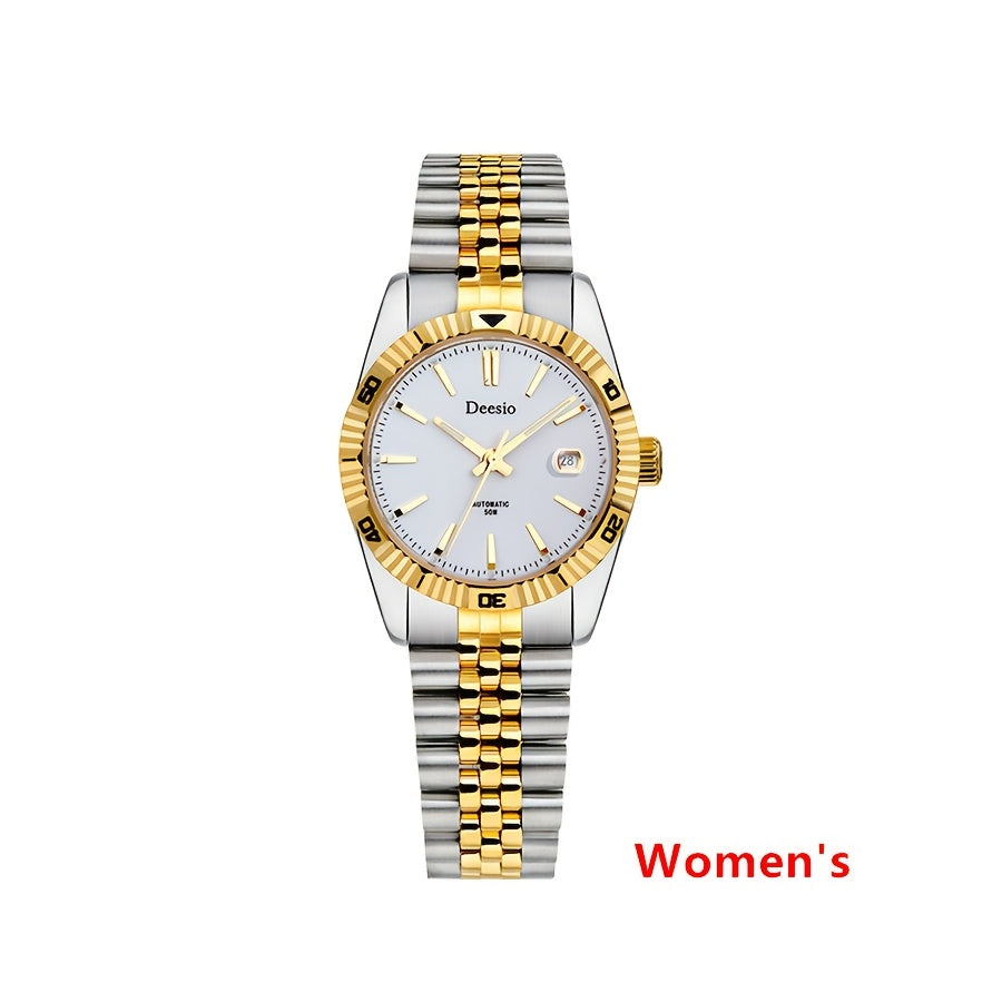 Deesio Women's Automatic Mechanical Watch with Moon-Phase Calendar, Stainless Steel Bracelet - Elegant Ladies Gift