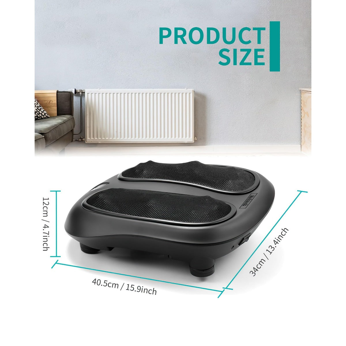 NEKTECK Shiatsu Heated Foot Massager – 6-Head Kneading Foot Massager with Heat, Carry Handle & Power Cord (Black)