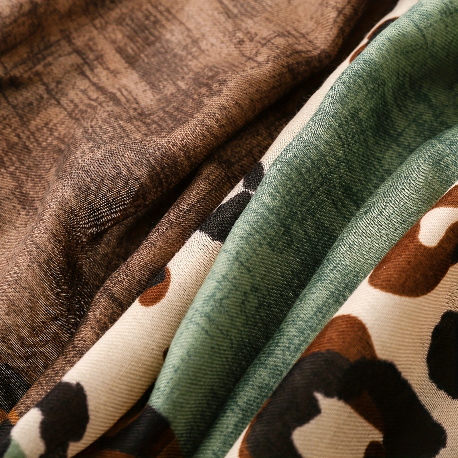 Multicolor Leopard Print Colorblock Tassel Scarf - Lightweight Women's Shawl & Headscarf