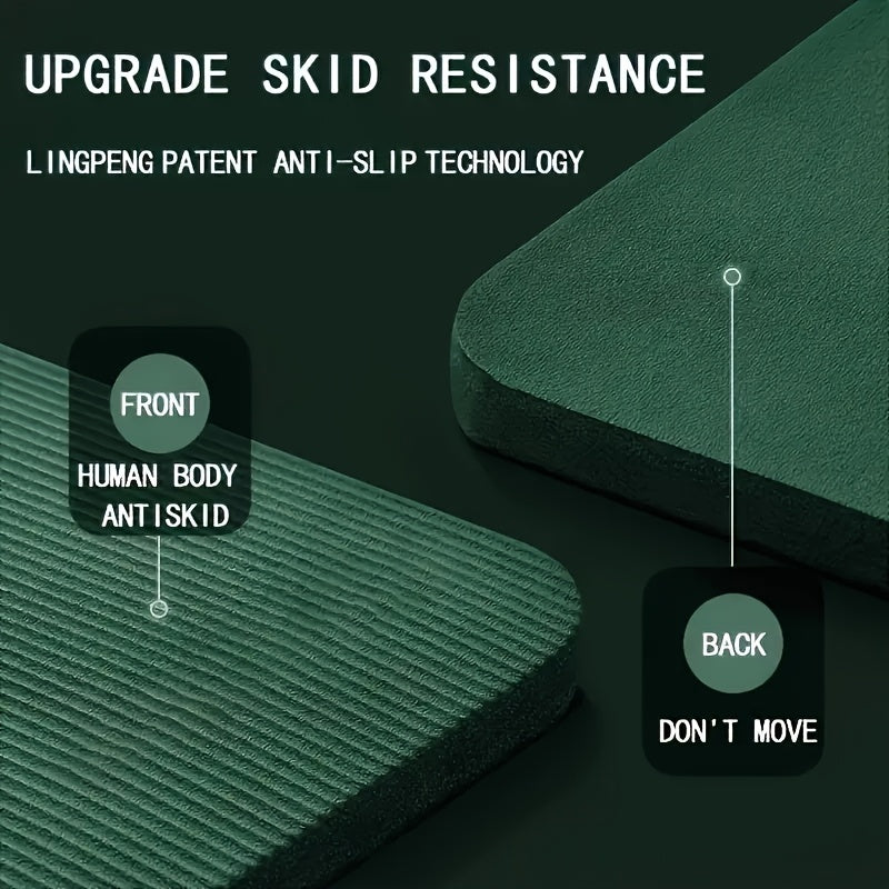 High-Density 15mm Thick Tear-Resistant Yoga Mat with Carry Straps & Mesh Pocket - Non-Slip Pilates Exercise Mat (Green/Black)