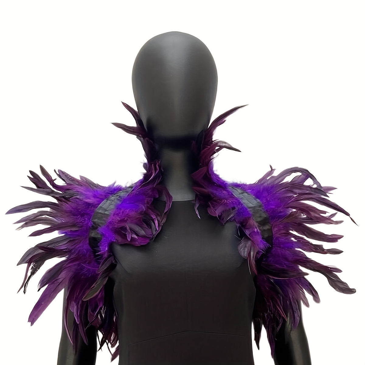 Women's Gothic Faux Feather Collar Cape Shawl — Elegant Party, Prom & Halloween Cosplay Wrap (Multiple Colors)