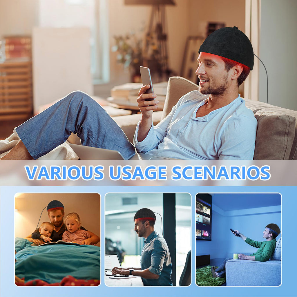 KTS Red Light Therapy Hair Growth Cap – USB-Powered Scalp Massager for Men & Women