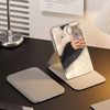 Compact Foldable Travel Makeup Mirror - Glass Surface Leather Frame Portable Mini Desk Mirror No Battery