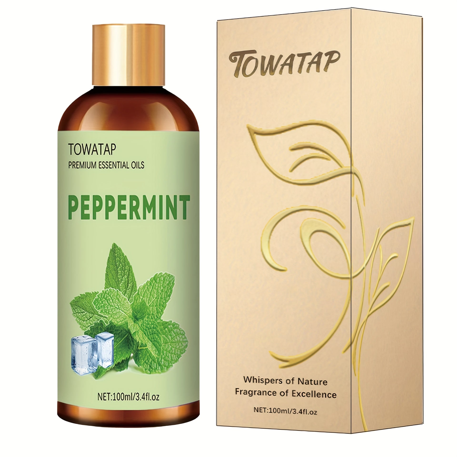TOWATAP 100% Pure Peppermint Essential Oil – Cooling Aromatherapy for Massage, Muscle Relief, Diffusers & Humidifiers, Unisex