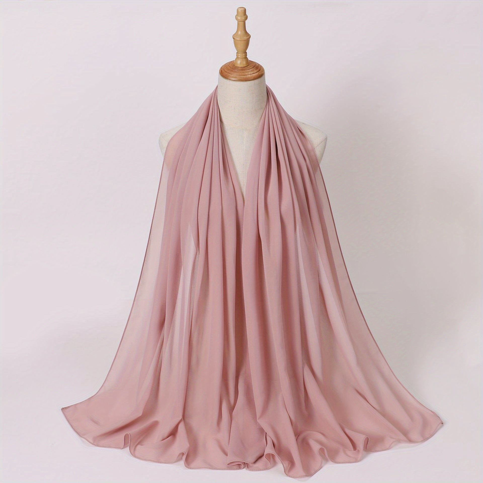 Windproof Chiffon Hijab Scarf - Lightweight Solid Color Shawl & Head Wrap for Women, Travel & Beach