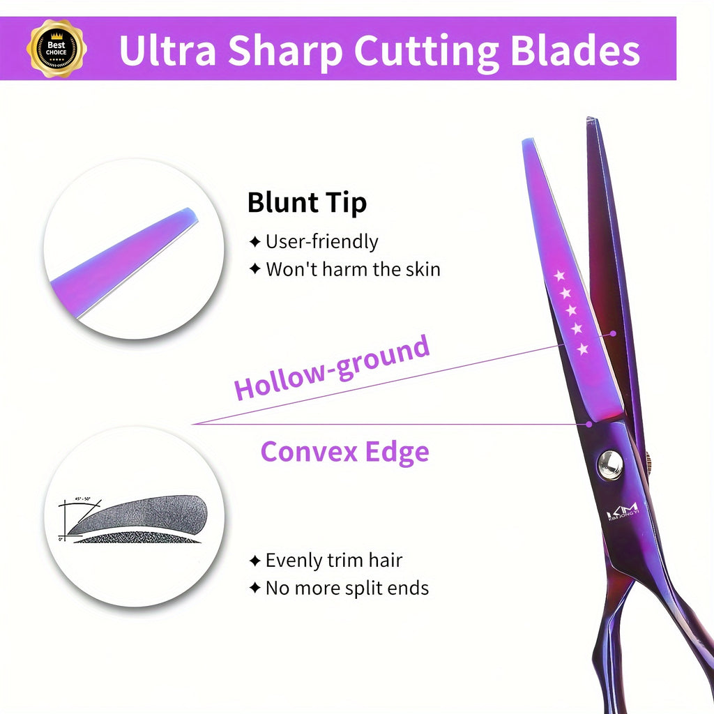 7-Piece Professional Hair Clipper & Thinning Scissors Set — Salon Mixing Shears, Razor & Accessories