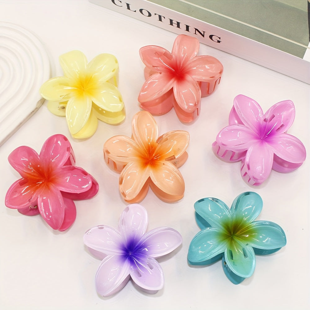 7-Pack Gradient Flower Hair Clips – Colorful Boho Hair Clips Set for Women & Teens, Cute Spring/Summer Accessories for Outings & Gifts